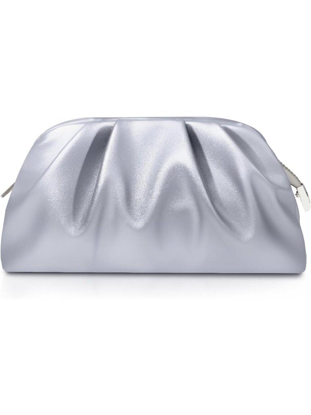 Women's Silver Soft Pleated Pu Clutch Purse Elegant Evening Wedding Bag